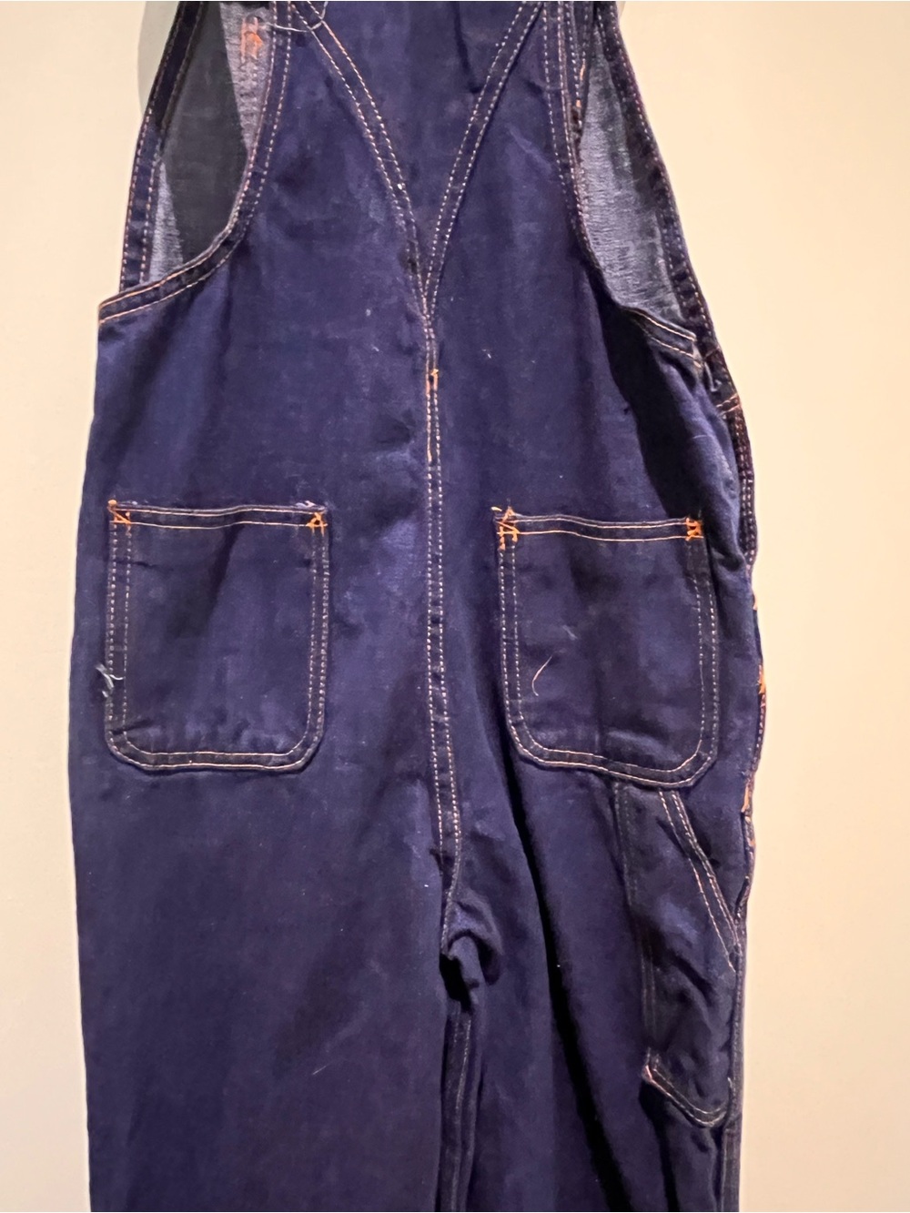 Vintage 70s 100% Cotton Denim Dark Blue Overalls Hong Kong XS/S - Picture 7 of 11